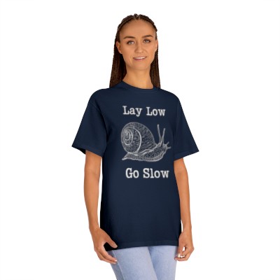Lay Low Go Slow Snail Shirt in Black or Navy - Slow Living T-shirt