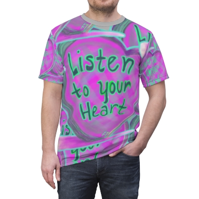 Listen to Your Heart Candy - All over design - Unisex Cut & Sew Tee (AOP)