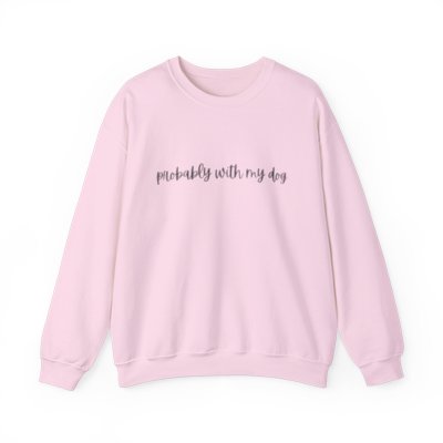 probably with my dog sweatshirt - light cursive colors