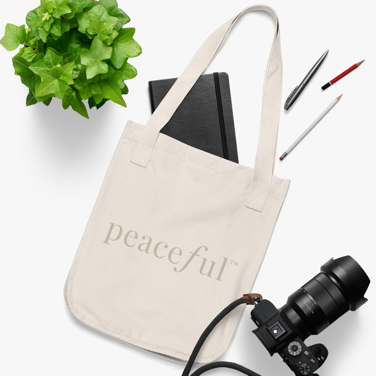 Peaceful Organic Canvas Tote Bag product thumbnail image