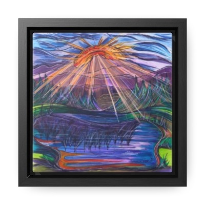 Utah Mountain Lake - Art by Hannah Maria, Gallery Canvas Wraps, Square Frame