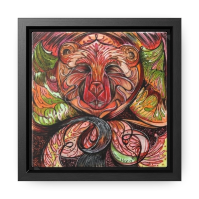Gare Bear - Art by Hannah Maria, Gallery Canvas Wraps, Square Frame
