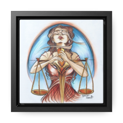 Lady Justice- Art by Hannah Maria, Gallery Canvas Wraps, Square Frame