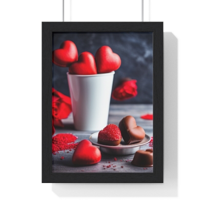 Love Joy Red Chocolate Hearts Framed Poster