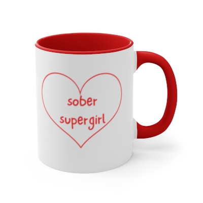 sober supergirl - accent coffee mug, 11oz