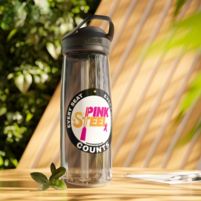 Every Seat Counts CamelBak Eddy®  Water Bottle with Pink Steel logo