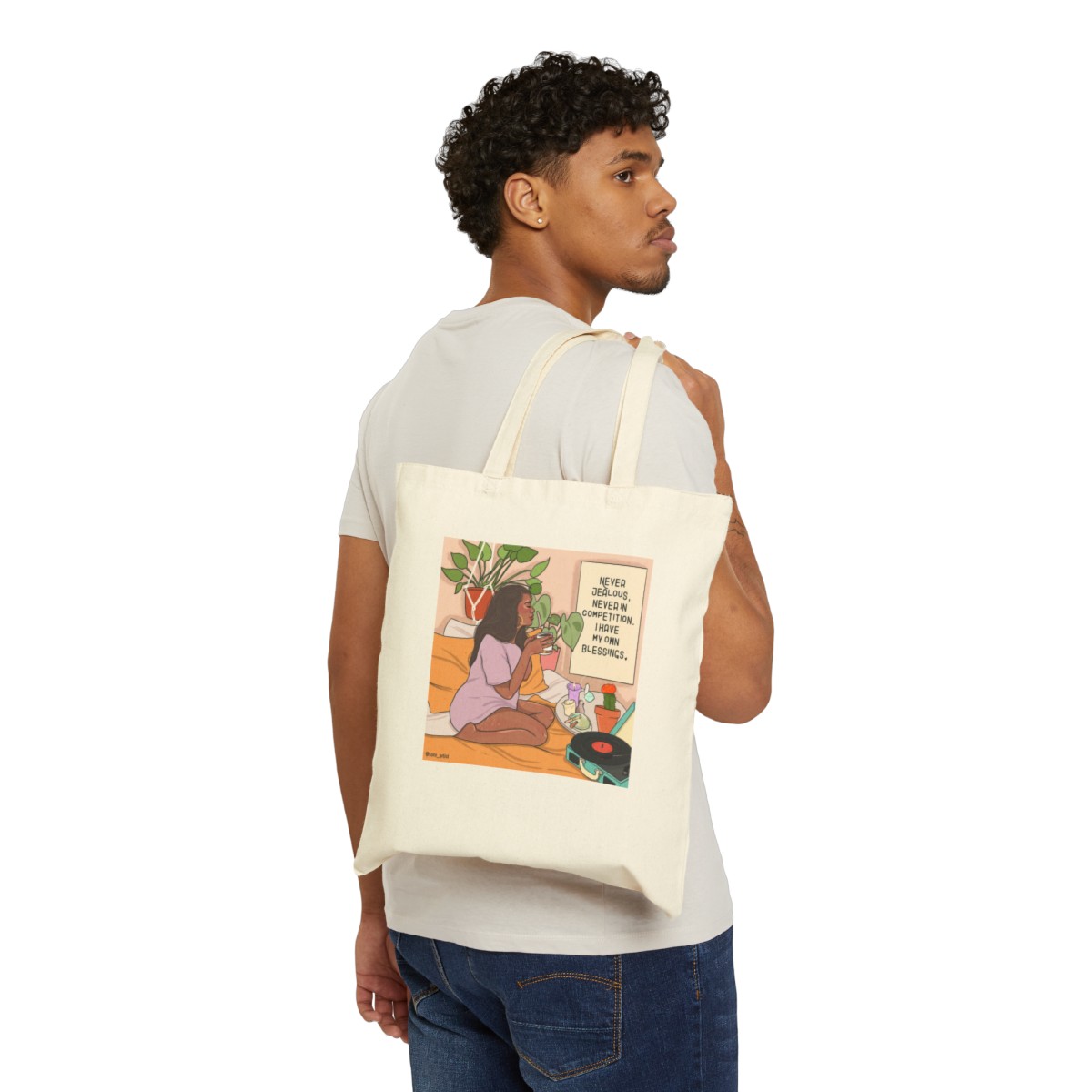 "My own blessings" Cotton Canvas Tote Bag product thumbnail image