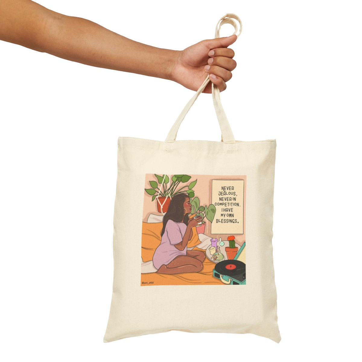 "My own blessings" Cotton Canvas Tote Bag product thumbnail image