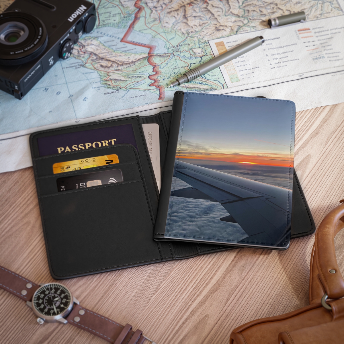Skyline Serenity Passport Cover - Sunset Bliss Above the Clouds product thumbnail image