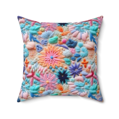 Room Accents Square Pillow | Rare Beauty Knit-look Floral Collection