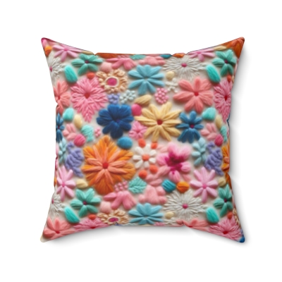 Room Accents Square Pillow | Rare Beauty Soft Knit-look Floral Collection