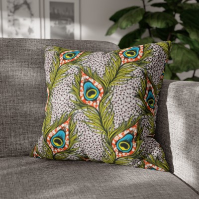 PILLOW CASE | Yellow Peacock Feathers Collection