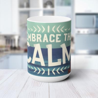 Bring Tranquility into Your Morning Routine with our 'Embrace The Calm' Ceramic Coffee Mug - 15 oz