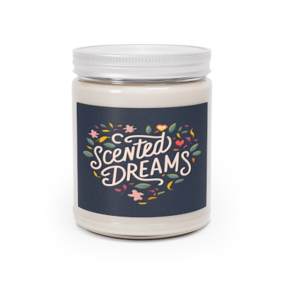 9oz Scented Candle with 'scented dreams' Text - Relaxing and Calming Aroma