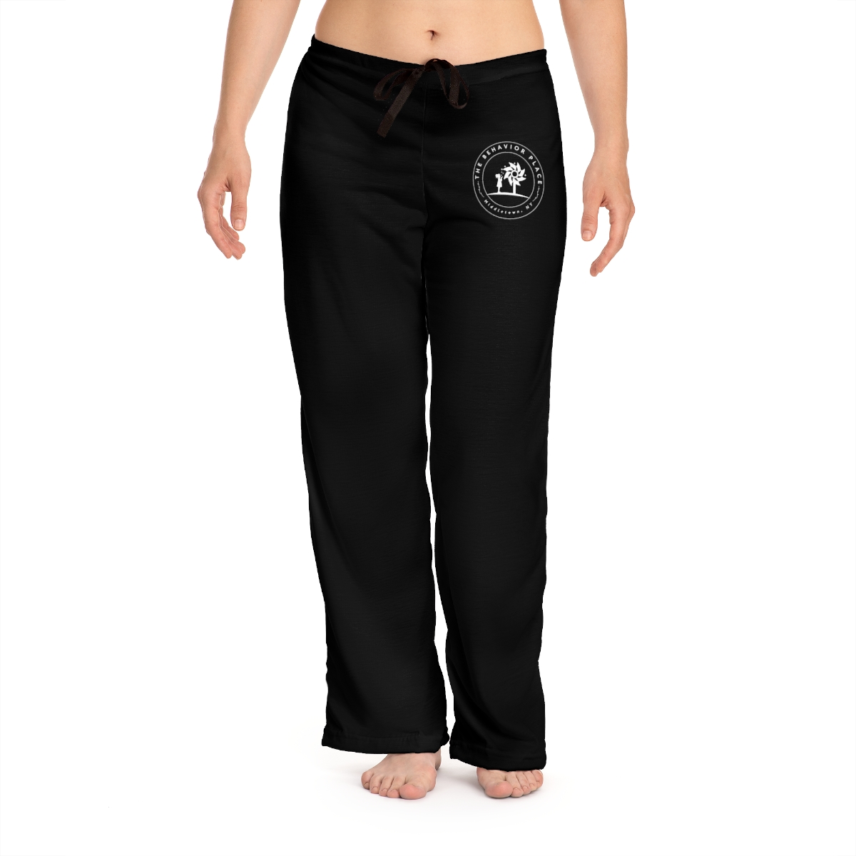Black Women's Pajama Pants (AOP) - The Behavior Place logo product thumbnail image