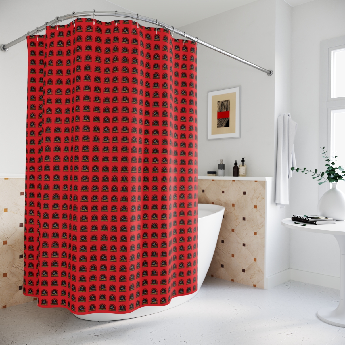 Dallah Radio Red Polyester Shower Curtain product thumbnail image