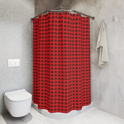 Dallah Radio Red Polyester Shower Curtain