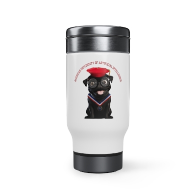 American University of A. I. Bella Mascot Stainless Steel Travel Mug with Handle, 14oz