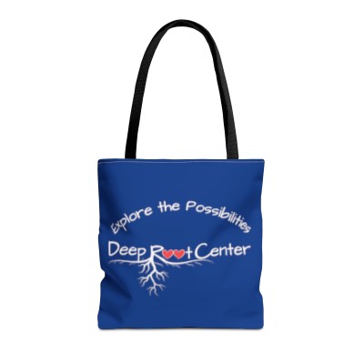 Deep Root Logo w/red Hearts - Explore the Possibilities -Tote Bag (AOP)