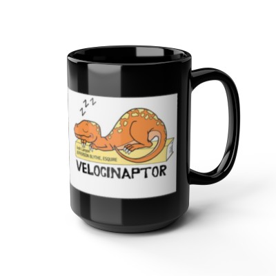 Velocinaptor - Microwave Safe 15 oz Black Mug - Jefferson Blythe, Esquire