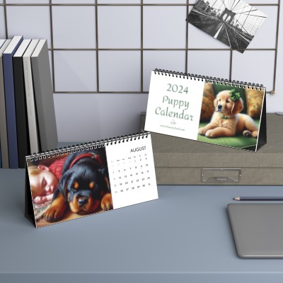 2024 Puppy Desktop Calendar