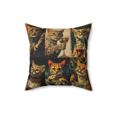Oscar the Ocelot Double Vision Throw Pillow -  Decorative Cushion  - The Dickens with Love 