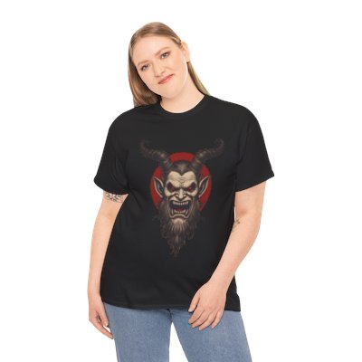 Krampus with Naughty On The Back Unisex Tee