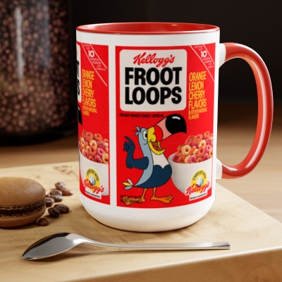Vintage FROOT LOOPS Cereal Box Art Coffee Mugs 15oz