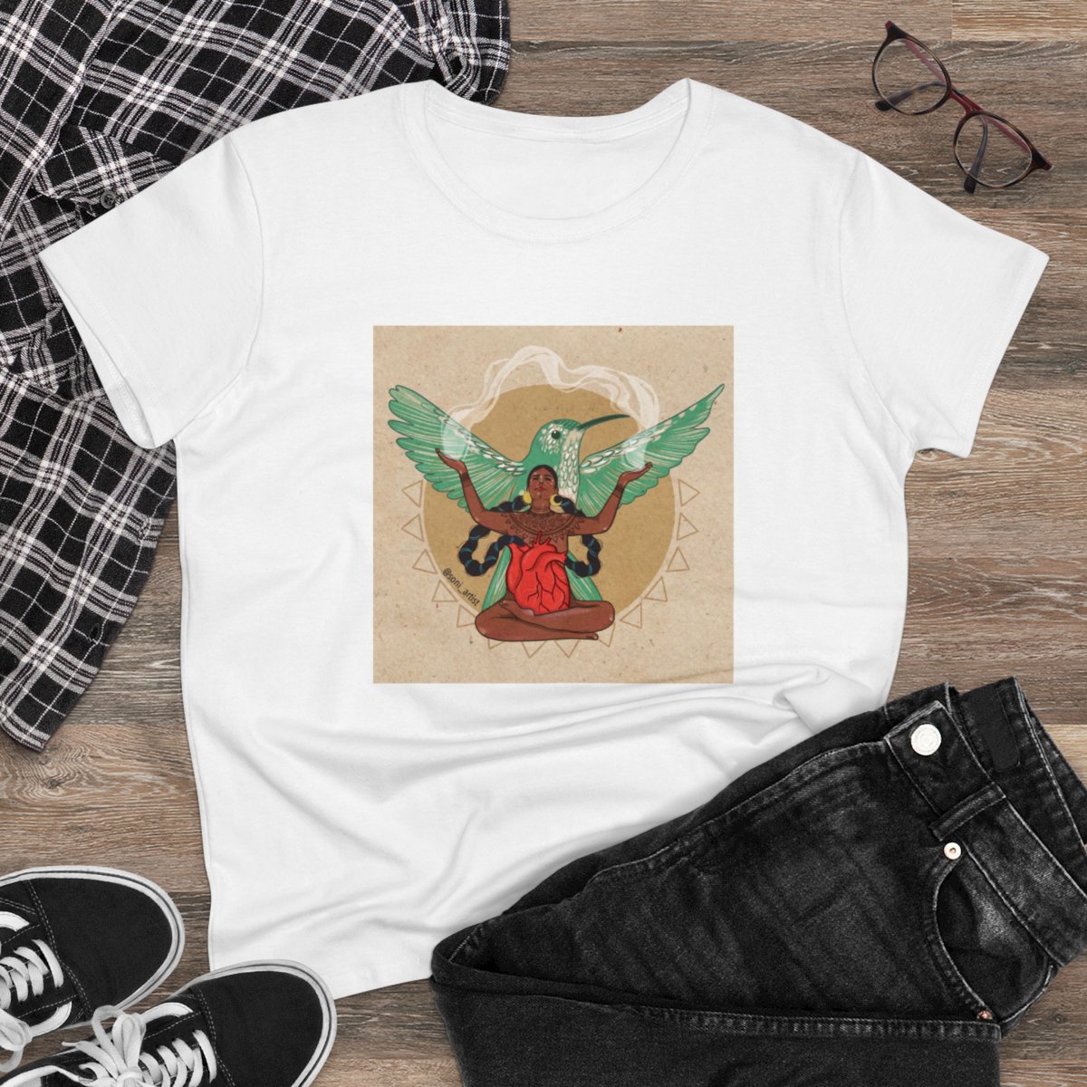 "Ancestral wisdom" Women's Midweight Cotton Tee product thumbnail image