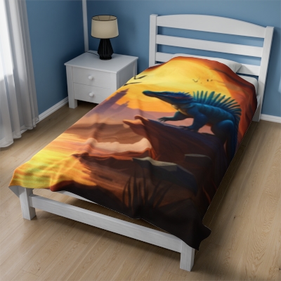 Sunset Dimetrodon Velveteen Plush Blanket
