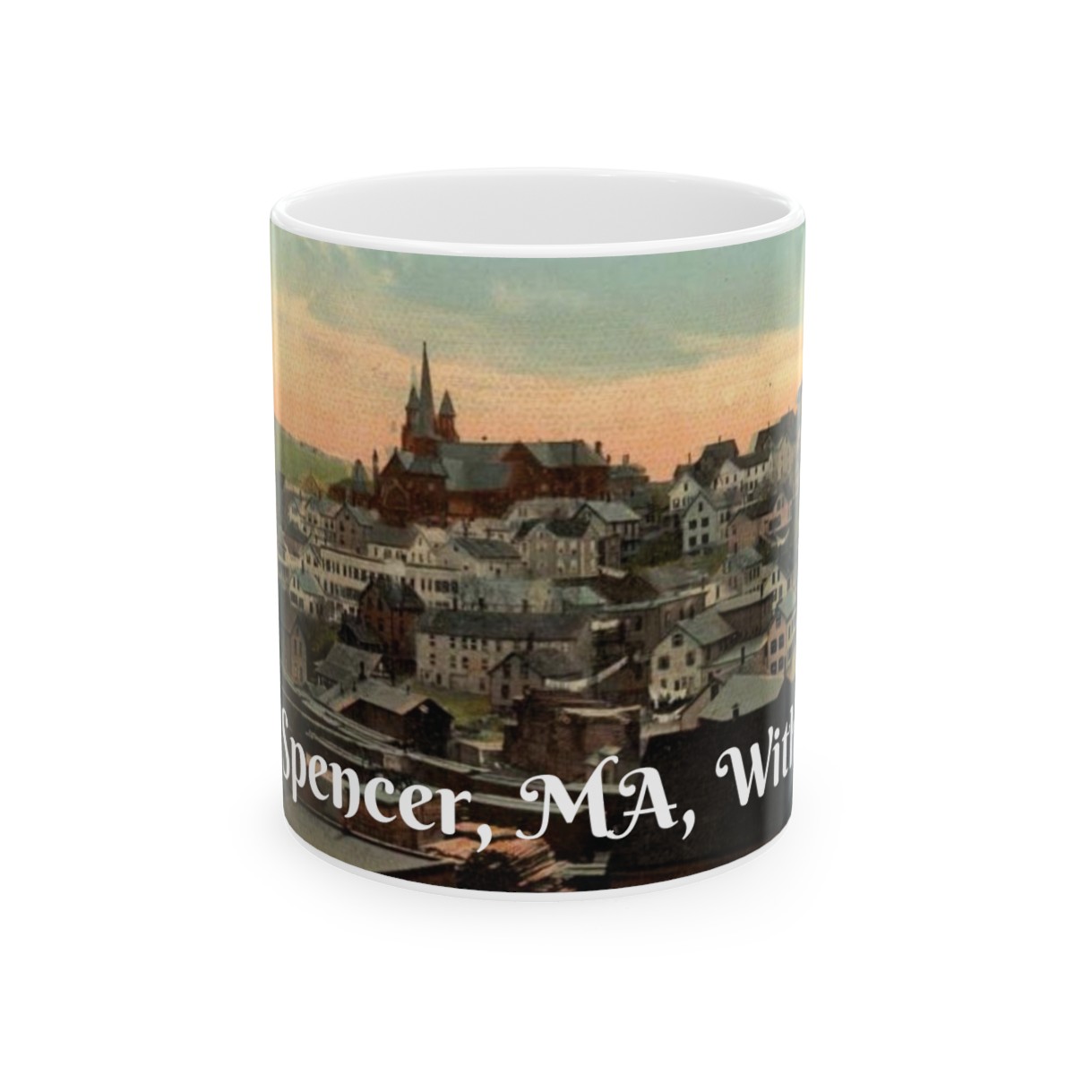 From Spencer, MA, With Love  - Vintage Postcard - Ceramic Mug 11oz product thumbnail image