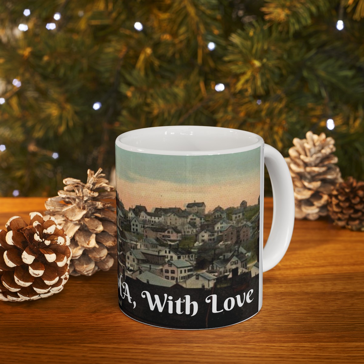 From Spencer, MA, With Love  - Vintage Postcard - Ceramic Mug 11oz product thumbnail image
