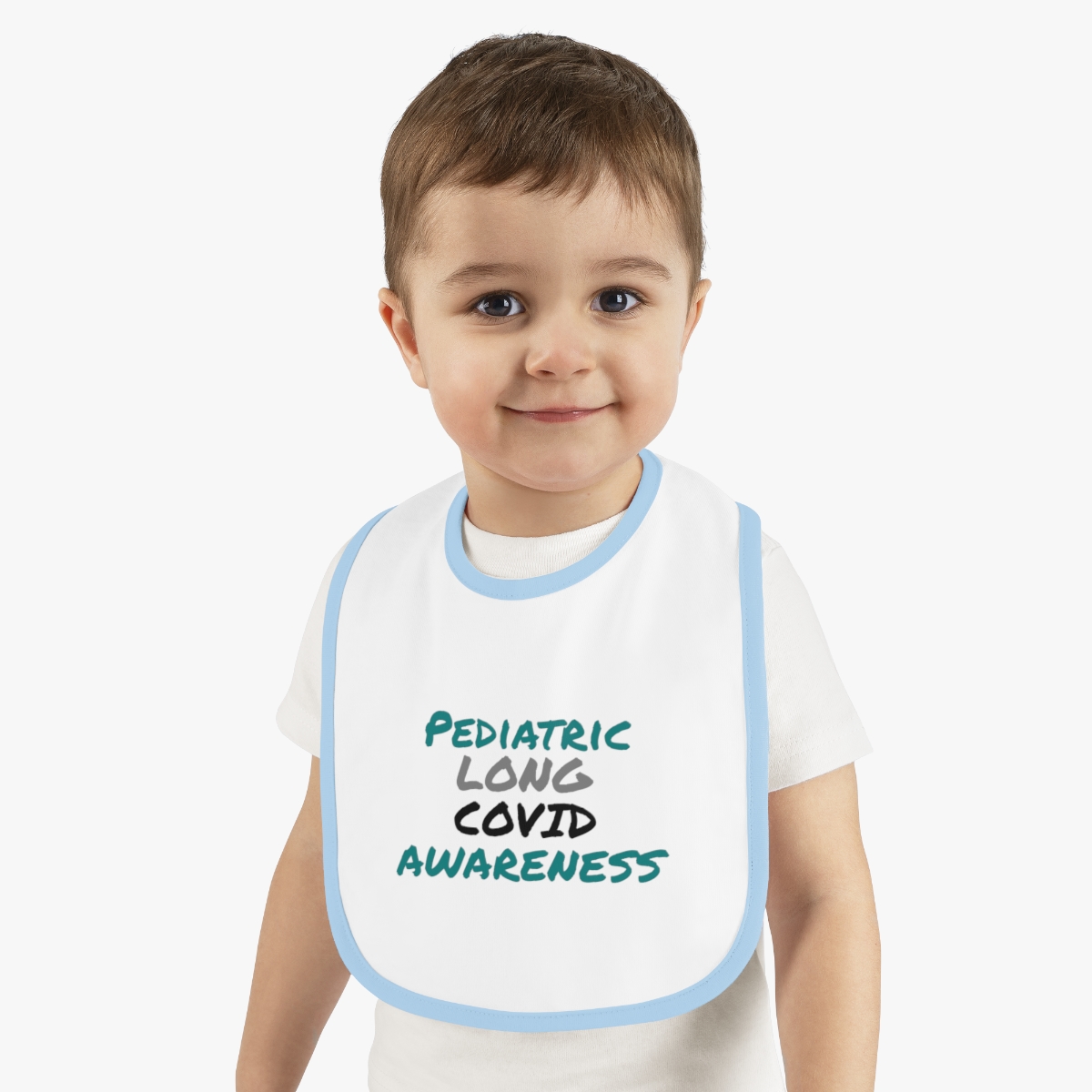 Pediatric Long COVID Awareness Baby Contrast Trim Jersey Bib product thumbnail image