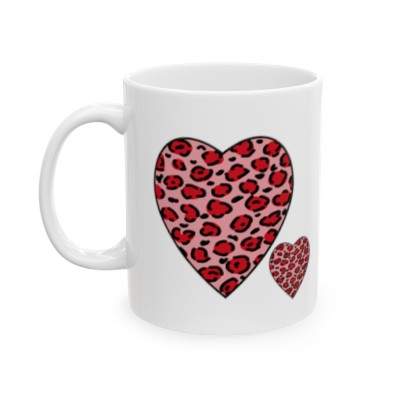 Love in a Cup: Red Leopard Print Heart Mug