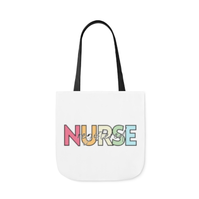 Pastel Rainbow Registered Nurse Polyester Canvas Tote Bag - Rich Nurse Poor Nurse Exclusive