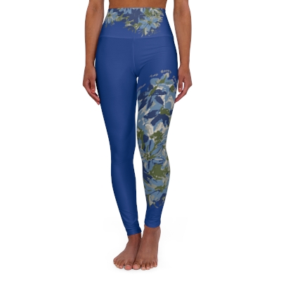 Blue Flower Yoga Leggings (AOP)