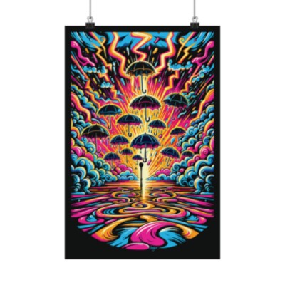 Raining Umbrellas Poster