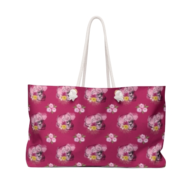 Bag Pattern Flowers and Bones Pink Background