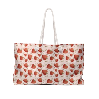 Bag Vintage Pattern: Strawberries and White Flowers