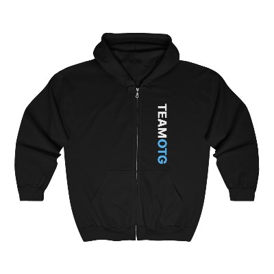 Unisex Heavy Blend™ Full Zip Hooded Sweatshirt - Team OTG on the front and Logo with Fitness | Fun | Friends on back