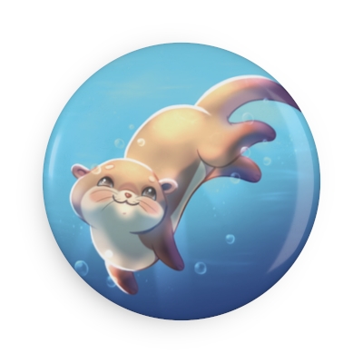 Button Magnet Round Baby Otter