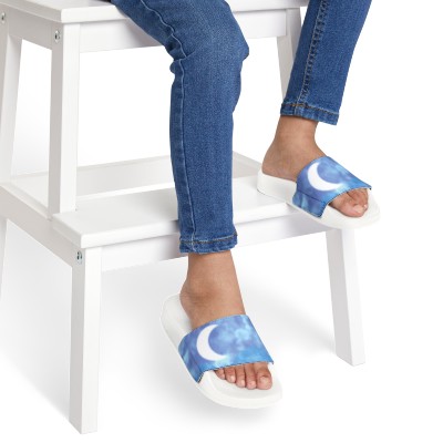 Youth PU Slide Sandals Cotton Sky Blue Background