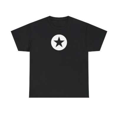 Black Star on White T-Shirt