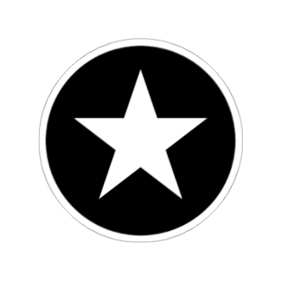 White Star on Black Kiss-Cut Sticker
