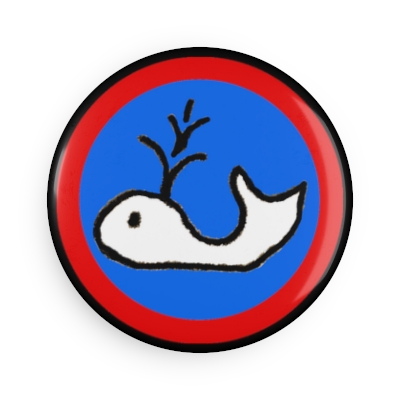 Whale Button Magnet, Round (1 & 10 pcs)
