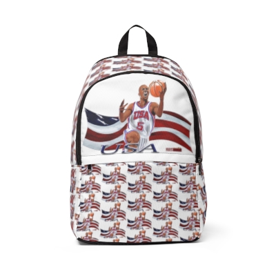 "USA Basketball #3 White"  Unisex Fabric Backpack
