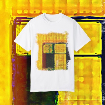 Yellow and Black Textured Rectangle - Experimental Imagery - Unisex Garment-Dyed T-shirt