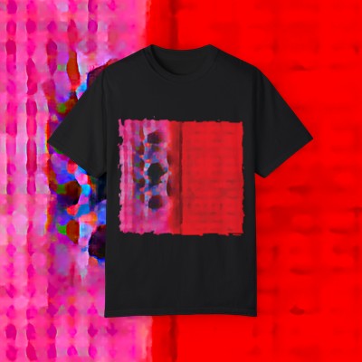 Pink and Red Textured and Posterized - Experimental Imagery - Unisex Garment-Dyed T-shirt