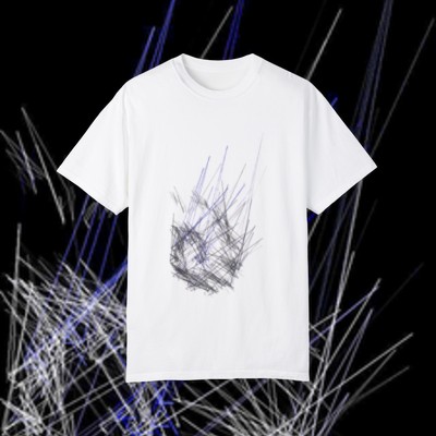 Line Arrays - White, Black and Blue - Experimental Imagery - Unisex Garment-Dyed T-shirt