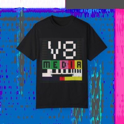 V8 Media - Distressed Logo - Unisex Garment-Dyed T-shirt